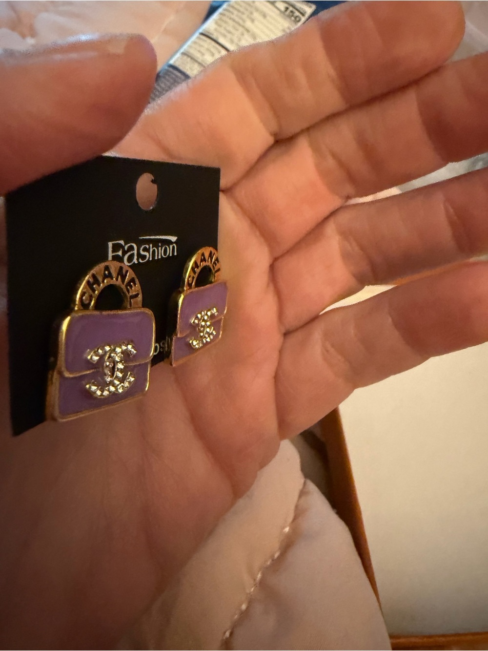 Purple Gold-Tone Crystal Post Drop Earrings - fashion jewelry, 925 post